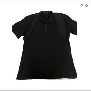Alexander McQueen Mens Black Buckle Strap Short Sleeve Pique Polo Shirt